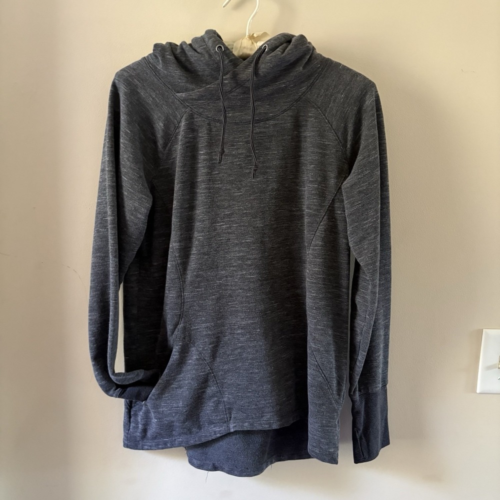 Avalanche Outdoor Apparel L Grey Hooded Pullover Thumb Holes